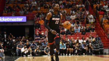 Miami Heat center Bam Adebayo (13) brings the ball up the court during the first half against the San Antonio Spurs(Jim Rassol-USA TODAY Sports)