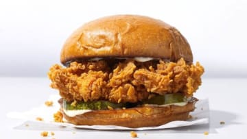 Photo: Popeye's chicken sandwich.. Image Courtesy Postmates, Popeyes