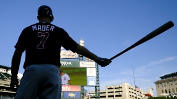 Jul 18, 2016; Detroit, MI, USA; Minnesota Twins first baseman Joe Mauer (7) gets set to bat in the first inning against the Detroit Tigers at Comerica Park. Mandatory Credit: Rick Osentoski-USA TODAY Sports