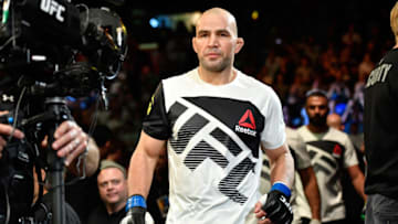 STOCKHOLM, SWEDEN - MAY 28: Glover Teixeira prepares to enter the Octagon before facing Alexander Gustafsson in their light heavyweight fight during the UFC Fight Night event at the Ericsson Globe Arena on May 28, 2017 in Stockholm, Sweden. (Photo by Jeff Bottari/Zuffa LLC/Zuffa LLC via Getty Images)