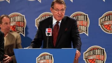 February 24, 2012; Orlando FL, USA; Basketball hall of fame board of governors chairman Jerry Colangelo during the NBA Hall of Fame press conference at the Hilton Orlando. Mandatory Credit: Kim Klement-USA TODAY Sports