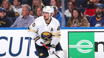 BUFFALO, NY - OCTOBER 5: Marcus Johansson #90 of the Buffalo Sabres skates during an NHL game against the New Jersey Devils on October 5, 2019 at KeyBank Center in Buffalo, New York. (Photo by Bill Wippert/NHLI via Getty Images)