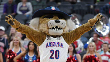 LAS VEGAS, NEVADA - MARCH 11: The Arizona Wildcats mascot Wilbur performs during the team's first-round game of the Pac-12 Conference basketball tournament against the Washington Huskies at T-Mobile Arena on March 11, 2020 in Las Vegas, Nevada. The Wildcats defeated the Huskies 77-70. (Photo by Ethan Miller/Getty Images)