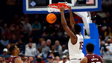 Former South Carolina basketball center Wildens Leveque is back in the SEC with Texas A&M. Mandatory Credit: Kim Klement-USA TODAY Sports