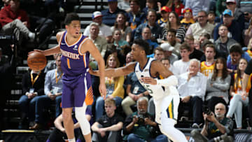 Devin Booker Donovan Mitchell Phoenix Suns (Photo by Melissa Majchrzak/NBAE via Getty Images)