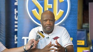 Oct 19, 2016; Nashville, TN, USA; Arkansas head coach Mike Anderson during SEC Tipoff at Bridgestone Arena. Mandatory Credit: Jim Brown-USA TODAY Sports