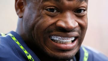 SEATTLE, WASHINGTON - DECEMBER 05: Adrian Peterson #21 of the Seattle Seahawks looks on during the first quarter against the San Francisco 49ers at Lumen Field on December 05, 2021 in Seattle, Washington. (Photo by Steph Chambers/Getty Images)