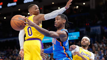 Westbrook (0). Oklahoma City won 123-115. Mandatory Credit: Alonzo Adams-USA TODAY Sports