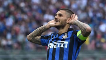 MILAN, ITALY - MAY 07: Mauro Icardi of FC Internazionale Milano celebrates after scoring the opening goal during the Serie A match between FC Internazionale Milano and Empoli FC at Stadio Giuseppe Meazza on May 7, 2016 in Milan, Italy. (Photo by Valerio Pennicino/Getty Images)