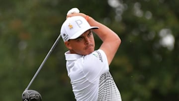 NEWTOWN SQUARE, PA - SEPTEMBER 07: Rickie Fowler of the United States plays his shot from the third tee during the second round of the BMW Championship at Aronimink Golf Club on September 7, 2018 in Newtown Square, Pennsylvania. (Photo by Drew Hallowell/Getty Images)