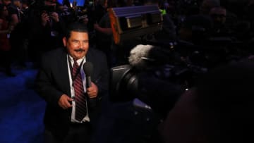 ATLANTA, GEORGIA - JANUARY 28: Guillermo Rodriguez from Jimmy Kimmel Live! speaks on camera during Super Bowl LIII Opening Night at State Farm Arena on January 28, 2019 in Atlanta, Georgia. (Photo by Kevin C. Cox/Getty Images)