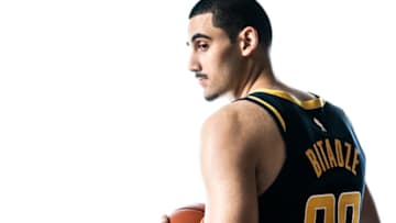 MADISON, NJ - AUGUST 11: Goga Bitadze #88 of the Indiana Pacers poses for a portrait during the 2019 NBA Rookie Photo Shoot on August 11, 2019 at Fairleigh Dickinson University in Madison, New Jersey. NOTE TO USER: User expressly acknowledges and agrees that, by downloading and or using this photograph, User is consenting to the terms and conditions of the Getty Images License Agreement. Mandatory Copyright Notice: Copyright 2019 NBAE (Photo by Sean Berry/NBAE via Getty Images)