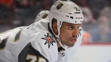 PHILADELPHIA, PENNSYLVANIA - OCTOBER 21: Ryan Reaves #75 of the Vegas Golden Knights skates against the Philadelphia Flyers at the Wells Fargo Center on October 21, 2019 in Philadelphia, Pennsylvania. (Photo by Bruce Bennett/Getty Images)