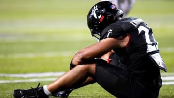 Cincinnati Bearcats running back Ryan Montgomery following overtime loss against the Miami Redhawks at Nippert Stadium.