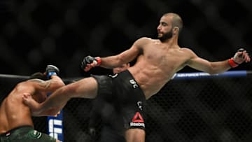 May 16, 2020; Jacksonville, Florida, USA; Giga Chikadze (red gloves) fights Irwin Rivera (blue gloves) during UFC on ESPN at VyStar Veterans Memorial Arena. Mandatory Credit: Jasen Vinlove-USA TODAY Sports