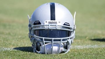 Jul 30, 2016; Napa, CA, USA; Oakland Raiders helmet at training camp at the Napa Valley Marriott. Mandatory Credit: Kirby Lee-USA TODAY Sports