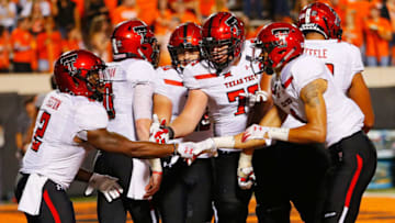STILLWATER, OK - SEPTEMBER 22: Running back Demarcus Felton #2 of the Texas Tech Red Raiders celebrates a touchdown on a 17-yard gain up the middle with his team against the Oklahoma State Cowboys in the fourth quarter on September 22, 2018 at Boone Pickens Stadium in Stillwater, Oklahoma. (Photo by Brian Bahr/Getty Images)