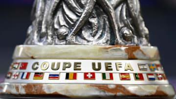 STOCKHOLM, SWEDEN - MAY 23: A detail view of the UEFA Europa League trophy ahead of the UEFA Europa League Final between Ajax and Manchester United at Friends Arena on May 23, 2017 in Stockholm, Sweden. (Photo by Mike Hewitt/Getty Images)