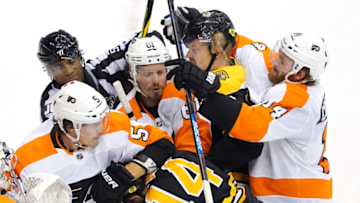 Chris Wagner and Joakim Nordstrom, Boston Bruins and Philippe Myers and Sean Couturier, Philadelphia Flyers (Mandatory Credit: Andre Ringuette via USA TODAY Sports)
