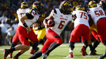 Nov 5, 2016; Ann Arbor, MI, USA; Maryland Terrapins running back Ty Johnson (6) rushes in the first half against the Michigan Wolverines at Michigan Stadium. Mandatory Credit: Rick Osentoski-USA TODAY Sports