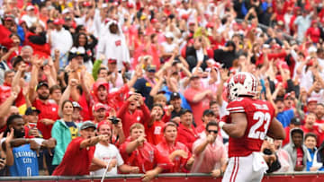 MADISON, WISCONSIN - SEPTEMBER 21: Jonathan Taylor #23 of the Wisconsin Badgers celebrates a touchdown against the Michigan Wolverines during the first half at Camp Randall Stadium on September 21, 2019 in Madison, Wisconsin. (Photo by Stacy Revere/Getty Images)