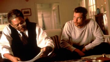236808 03: Actors Morgan Freeman and Brad Pitt in the film "Seven." (Photo by Liaison)