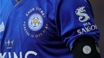 LEICESTER, ENGLAND - NOVEMBER 10: A Leicester City player is seen wearing a arm band in memory of Vichai Srivaddhanaprabha during the Premier League match between Leicester City and Burnley FC at The King Power Stadium on November 10, 2018 in Leicester, United Kingdom. (Photo by Alex Morton/Getty Images)
