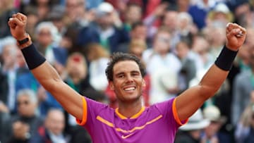 MONTE-CARLO, MONACO - APRIL 23: Rafael Nadal of Spain celebrates winning during his match against Albert Ramos-Vinolas of Spain in the final during day eight of the ATP Monte Carlo Rolex Masters Tennis at Monte-Carlo Sporting Club on April 23, 2017 in Monte-Carlo, Monaco. (Photo by fotopress/Getty Images)