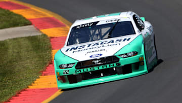 WATKINS GLEN, NEW YORK - AUGUST 02: Austin Cindric, driver of the #22 MoneyLion Ford, practices for the NASCAR Xfinity Series Zippo 200 at The Glen at Watkins Glen International on August 02, 2019 in Watkins Glen, New York. (Photo by Brian Lawdermilk/Getty Images)