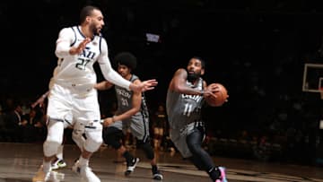 Kyrie Irving, Brooklyn Nets. Rudy Gobert, Utah Jazz. Copyright 2020 NBAE (Photo by Nathaniel S. Butler/NBAE via Getty Images)