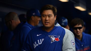 DUNEDIN, FLORIDA - FEBRUARY 27: Hyun-Jin Ryu #99 of the Toronto Blue Jays heads to the locker room after pitching in the spring training game against the Minnesota Twins at TD Ballpark on February 27, 2020 in Dunedin, Florida. (Photo by Mark Brown/Getty Images)
