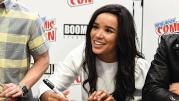 NEW YORK, NY - OCTOBER 05: Zoe Robins of the cast Power Rangers Ninja Steel signs autographs for fans at New York Comic Con 2017 - Day 1 on October 5, 2017 in New York City. (Photo by Daniel Zuchnik/Getty Images for Saban Brands)