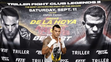BOCA RATON, FLORIDA - AUGUST 26: Vitor Belfort poses for a photo in advance of his September 11th fight against Oscar De La Hoya after his media workout at Boca Pal Boxing Gym on August 26, 2021 in Boca Raton, Florida. (Photo by Michael Reaves/Getty Images)