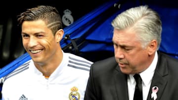 Real Madrid, Cristiano Ronaldo, Carlo Ancelotti (Photo credit should read GERARD JULIEN/AFP via Getty Images)