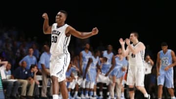 Nov 26, 2014; Paradise Island, BAHAMAS; Butler Bulldogs forward Kelan Martin (30) reacts during the game against the North Carolina Tar Heels at Atlantis Resort Imperial Arena. Mandatory Credit: Kevin Jairaj-USA TODAY Sports