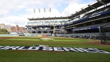 Oct 25, 2016; Cleveland, OH, USA; A general view of the field before game one of the 2016 World Series between the Chicago Cubs and Cleveland Indians at Progressive Field. Mandatory Credit: Tommy Gilligan-USA TODAY Sports
