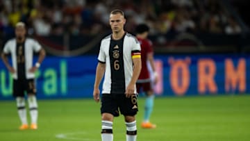 GELSENKIRCHEN, GERMANY - JUNE 20: Joshua Kimmich of Germany looks dejected during the international friendly match between Germany and Colombia at Veltins-Arena on June 20, 2023 in Gelsenkirchen, Germany. (Photo by Markus Gilliar - GES Sportfoto/Getty Images)