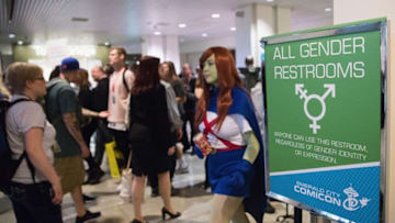 SEATTLE, WA - MARCH 03: General view of all gender restroom sign during Emerald City Comic Con at Washington State Convention Center on March 3, 2017 in Seattle, Washington. (Photo by Mat Hayward/Getty Images)