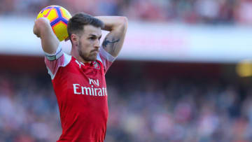 24th February 2019, Emirates Stadium, London, England; EPL Premier League Football, Arsenal versus Southampton; Aaron Ramsey of Arsenal takes a throw-in (photo by Shaun Brooks/Action Plus via Getty Images)