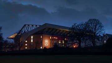 LIVERPOOL, ENGLAND - FEBRUARY 12: A general view at dawn showing the Main Stand at Anfield on February 12, 2020 in Liverpool, United Kingdom. (Photo by Visionhaus/Getty Image)