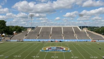 Aug 4, 2013; Canton, OH, USA; General view of Fawcett Stadium before the 2013 Hall of Fame Game between the Dallas Cowboys and the Miami Dolphins. Mandatory Credit: Kirby Lee-USA TODAY Sports