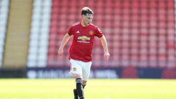 Iestyn Hughes of Manchester United (Photo by Lewis Storey/Getty Images)