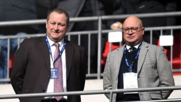 LONDON, ENGLAND - FEBRUARY 02: Mike Ashley, Newcastle United owner and Lee Charnley look on prior to the Premier League match between Tottenham Hotspur and Newcastle United at Wembley Stadium on February 2, 2019 in London, United Kingdom. (Photo by Michael Regan/Getty Images)
