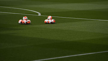 Training balls Leicester City and Manchester United (Photo by Michael Regan/Getty Images)