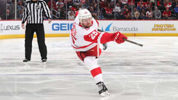 DENVER, CO - MARCH 18: Mike Green #25 of the Detroit Red Wings shoots against the Colorado Avalanche at the Pepsi Center on March 18, 2018 in Denver, Colorado. The Avalanche defeated the Red Wings 5-1. (Photo by Michael Martin/NHLI via Getty Images)