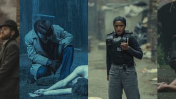 Bodies. Top L-R 1890, Kyle Soller as DI Hillinghead, 1941 Jacob Fortune-Lloyd as DS Whiteman, Bottom L-R 2023 Amaka Okafor as DS Hasan & 2053 Shira Haas as DS Maplewood Cr. Matt Towers/Netflix © 2023.