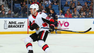 BUFFALO, NY - APRIL 04: Magnus Paajarvi #56 of the Ottawa Senators skates during an NHL game against the Buffalo Sabres on April 4, 2019 at KeyBank Center in Buffalo, New York. (Photo by Sara Schmidle/NHLI via Getty Images)