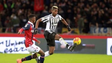BOLOGNA, ITALY - 2016/02/19: Juventus's midfielder Paul Pogba (R) vies with Bologna's midfielder Amadou Diawara during the Italian Serie A football match between Bologna FC v Juventus FC . The Italian Serie A football match between Bologna FC v Juventus FC, ends 0-0 at Dall'Ara Stadium in Bologna. (Photo by Andrea Spinelli/Pacific Press/LightRocket via Getty Images)