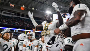 Avery Huff, Miami football (Photo by Mark Brown/Getty Images)