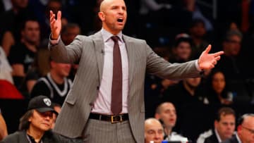 NEW YORK, NY - DECEMBER 05: (NEW YORK DAILIES OUT) Head coach Jason Kidd of the Brooklyn Nets reacts during a game against the New York Knicks at Barclays Center on December 5, 2013 in the Brooklyn borough of New York City.The Knicks defeated the Nets 113-83. NOTE TO USER: User expressly acknowledges and agrees that, by downloading and/or using this Photograph, user is consenting to the terms and conditions of the Getty Images License Agreement. (Photo by Jim McIsaac/Getty Images)